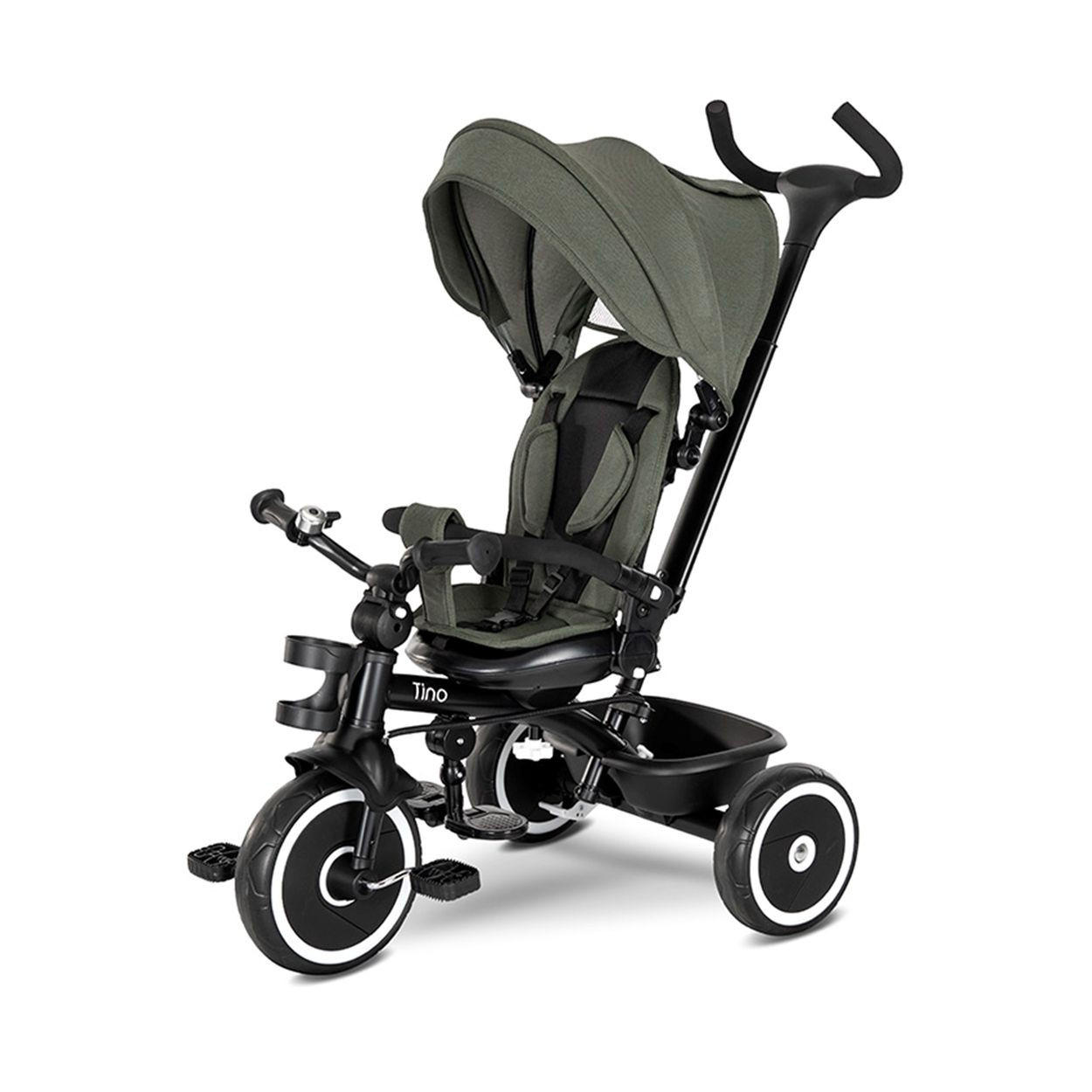 DREIRAD Tino Klingel, Korb grün umbaubar, drehbarer Sitz, Getränkehalter - Grün, Metall (108/55/96cm) - Lorelli