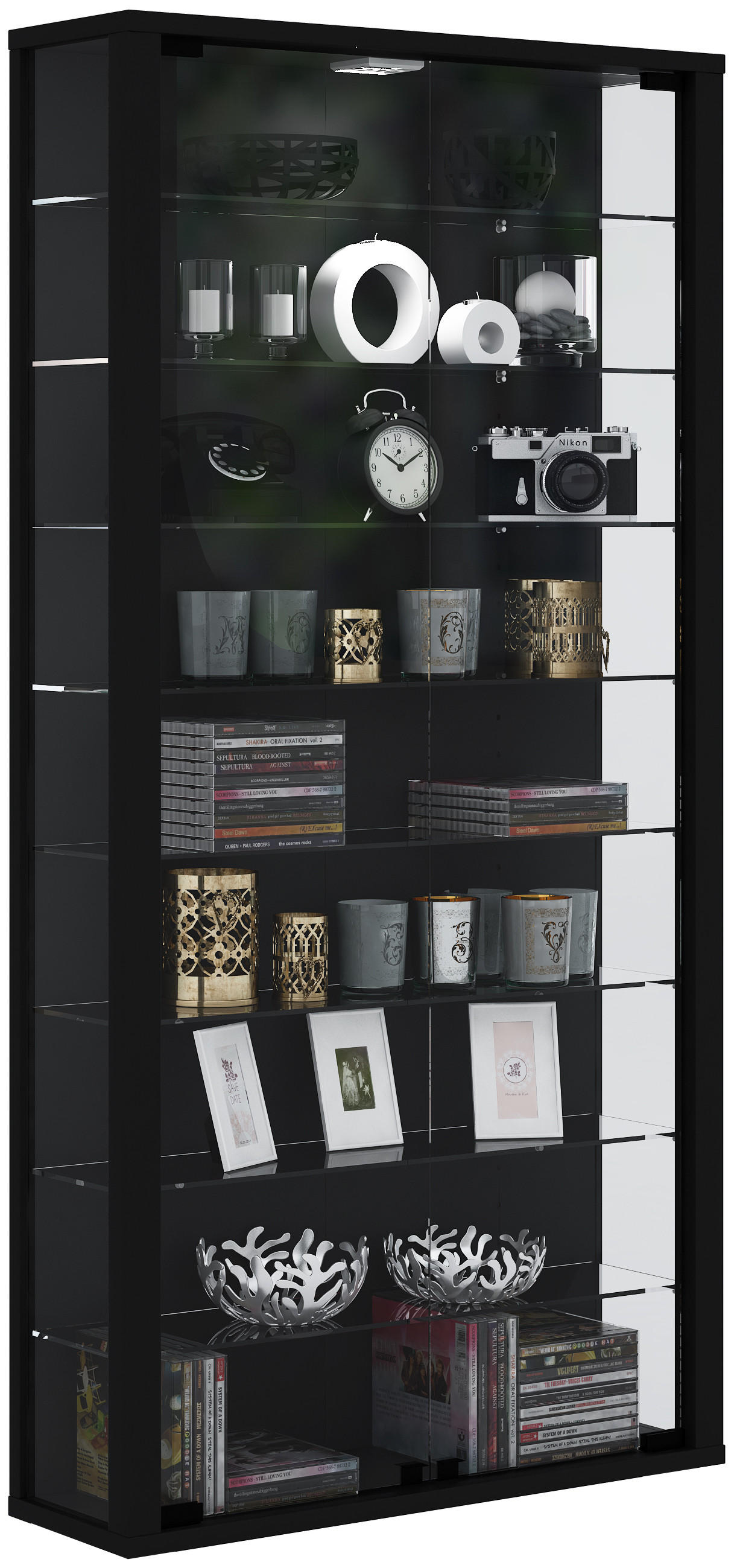 VITRINE Schwarz - Schwarz, Holzwerkstoff (59/113/18cm) - ebuy24