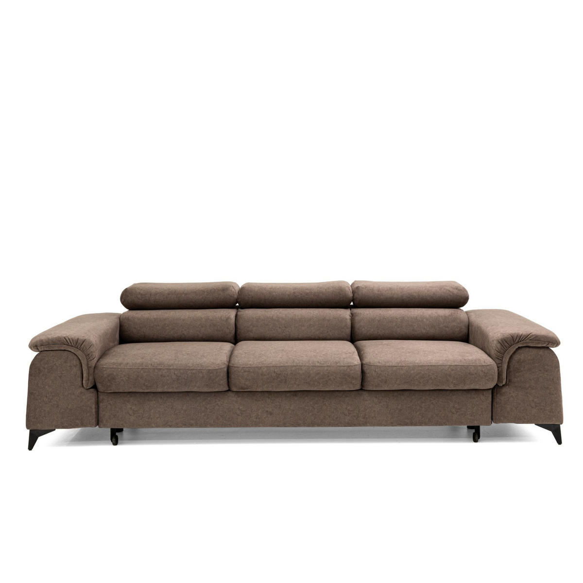 3-SITZER Sofa PLAZA mit Schlaffunktion 127x195 Velours Braun - Schwarz/Braun, Holz/Textil (260/90/100cm) - Muffo