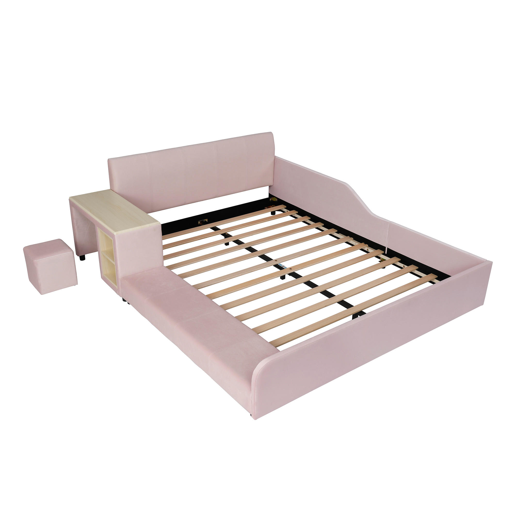 POLSTERBETT 140/200 cm DE-32731 mit Schreibtisch und Hocker Pink - Pink, Metall (140/200cm) - ComfortXL