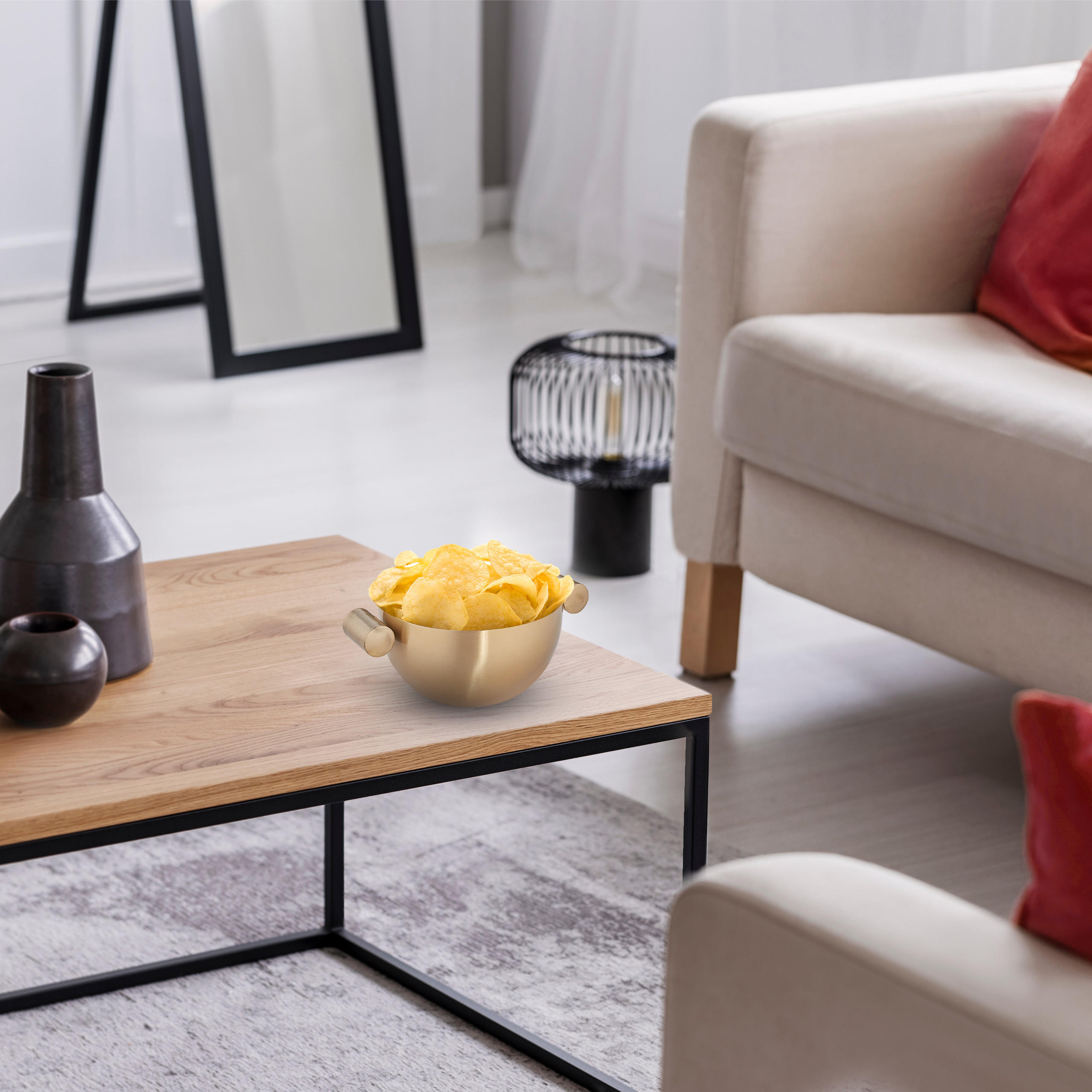 SERVIERSCHÜSSEL - Multicolor, Metall (15/20.5/8.5cm) - Relaxdays