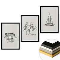 WANDBILDER 3er-Set - 40x60 cm Schwarzer Rahmen - Haus am Wasser, Segelboot-Toast - Schwarz, Kunststoff (40/60cm) - ArtPrintCave