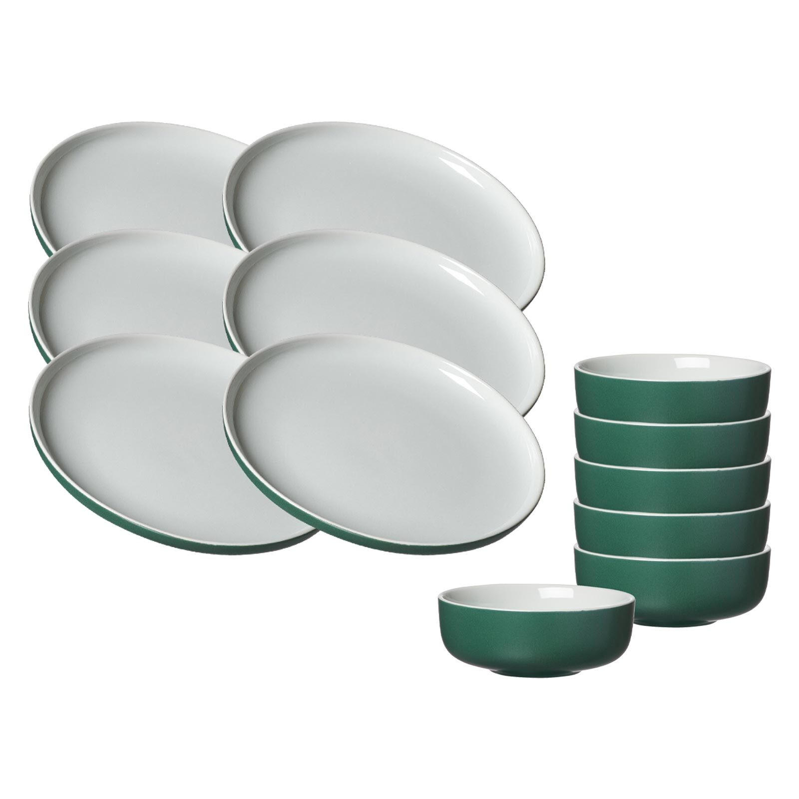 FRÜHSTÜCKSSET Jasper grün 12er Set - Grün, Keramik (1/1/1cm) - Ritzenhoff Breker