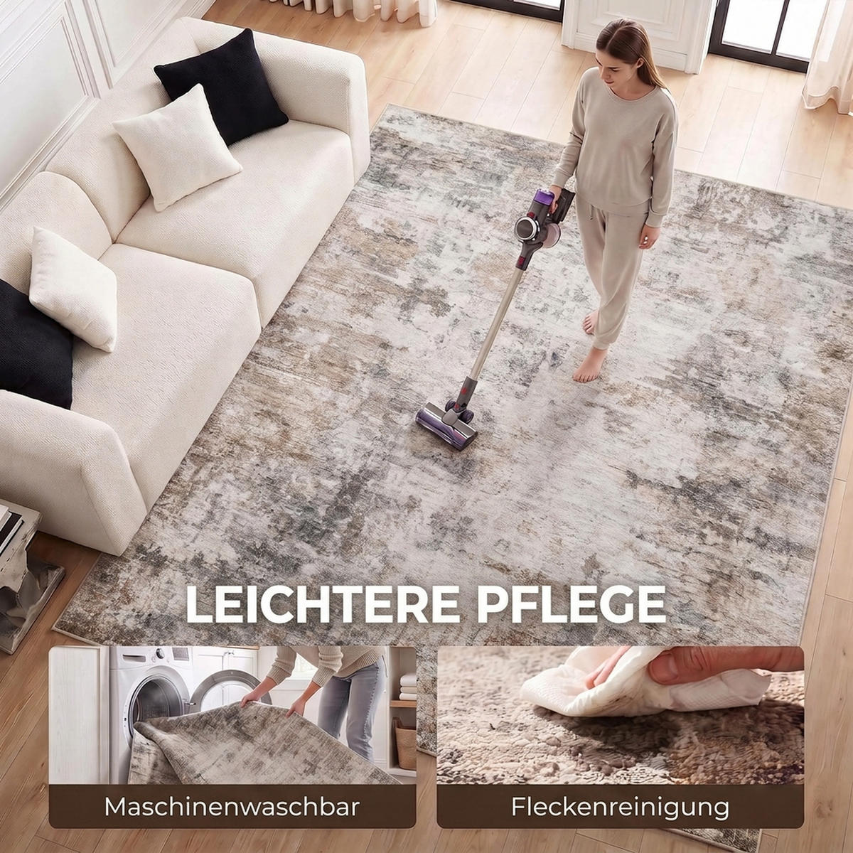 TEPPICH Polyester Braun - Braun, Textil (200/300cm) - HOMCOM