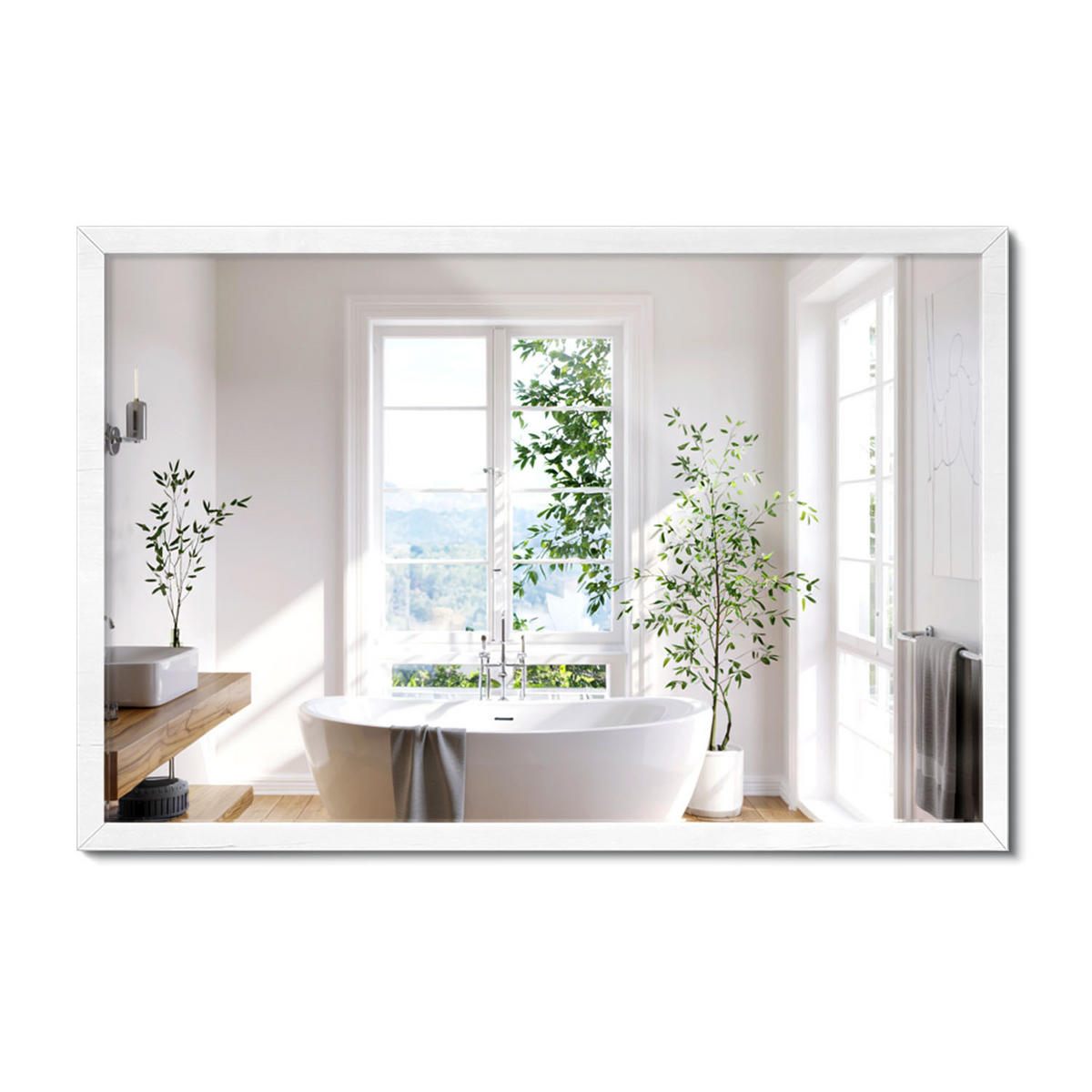 SPIEGEL 60x40cm Weißer Rahmen - Transparent, Glas (60/40/0.4cm) - Wallfluent