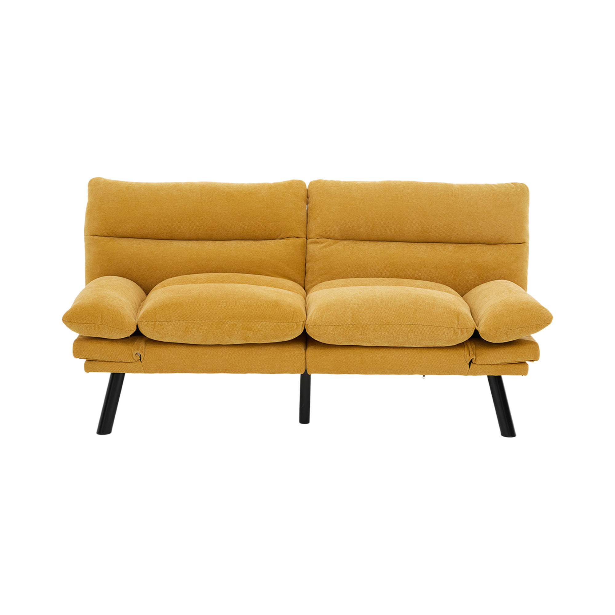 2-SITZER Schlafsofa Chenille mit verstellbarer Rückenlehne Senfgelb 165/90/76 cm - Gelb, Textil (90/76/165cm) - Redom