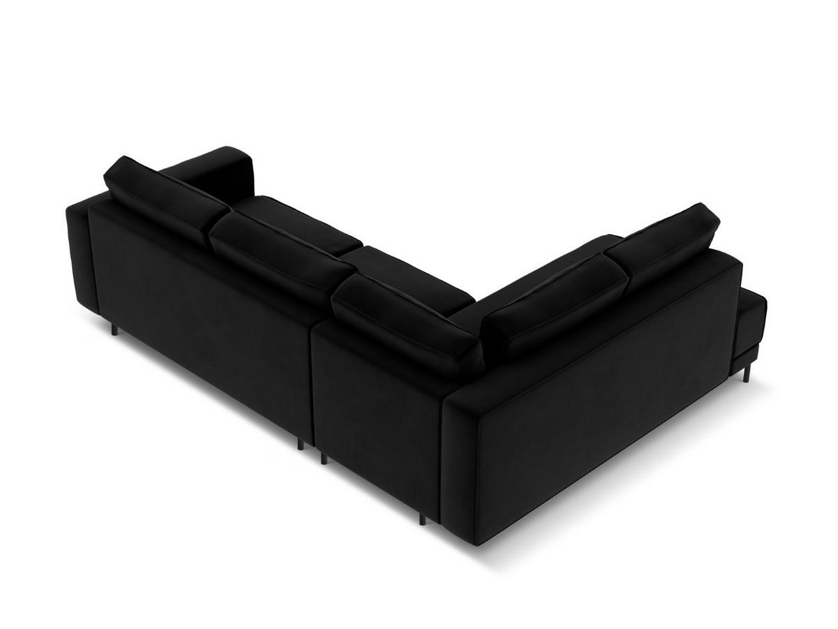 AUSKLAPPBARES-ECKSOFA links Caro aus Samt schwarz 5 Sitzplätze - Schwarz, Textil (187/247cm) - Micadoni