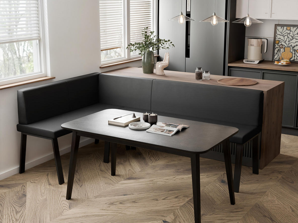 ECKBANK links MONO Y Kunstleder glatt, 142/196 cm Schwarz - Schwarz, Kunststoff/Textil (142/196cm) - Idohome