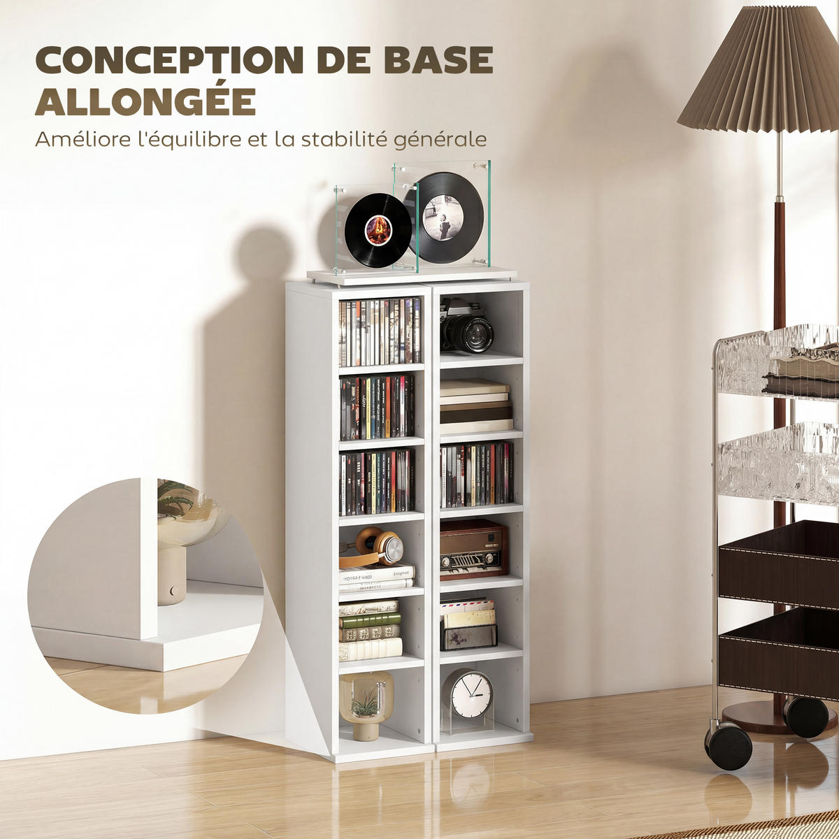 CD-REGAL 2er-Set DE-14522 12 Fächer für 204 CDs Weiß - Weiß, Holzwerkstoff (22.5/88.5/21cm) - ComfortXL