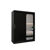 SCHWEBETÜRENSCHRANK 200/150/62 2-türig - Silberfarben/Schwarz, Holz/Kunststoff (150/200/62cm) - MÖBEL KRYSPOL