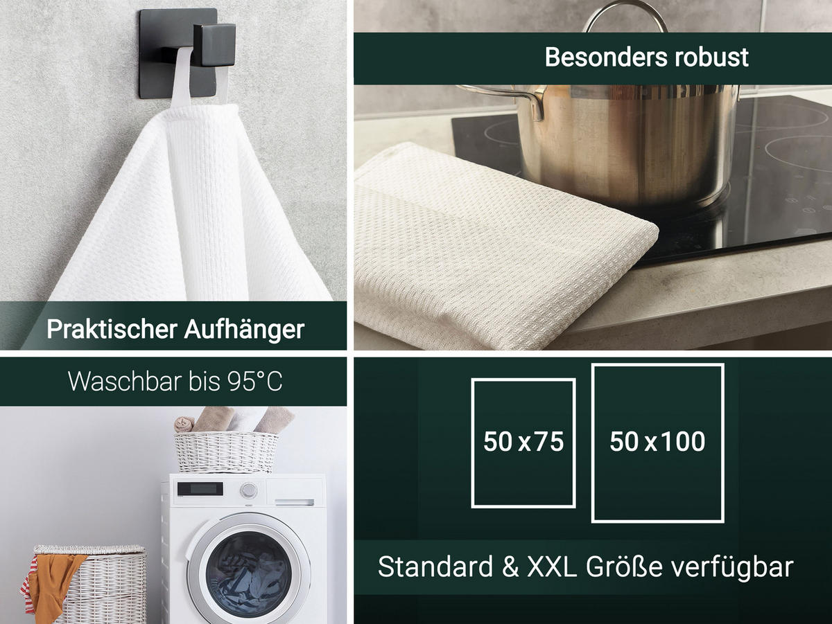 GESCHIRRTÜCHER, 5er-Set, 50x75 cm, 100% Baumwolle, Weiß - Weiß, Textil (50/75cm) - Zollner