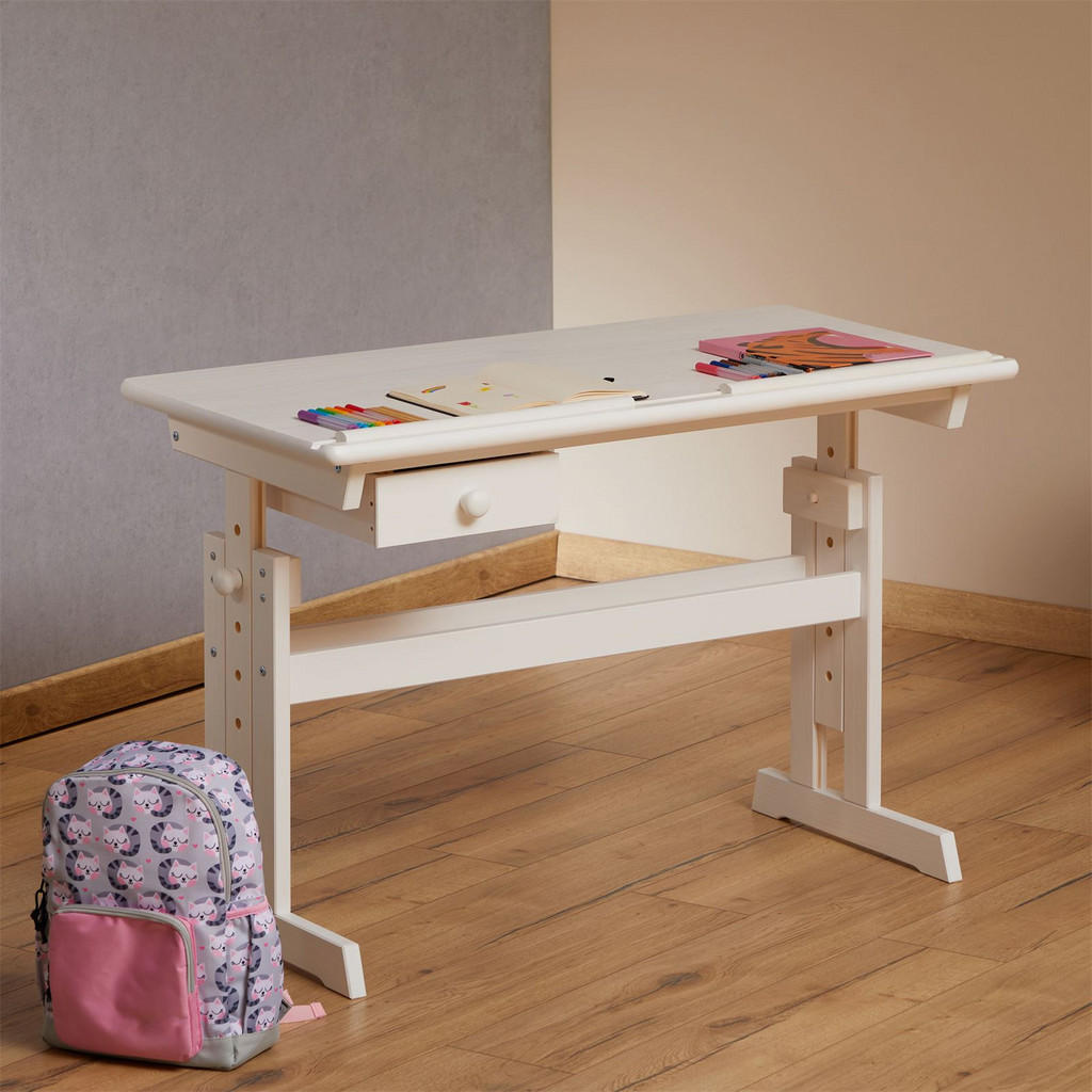 Thumbnail - Idimex Kinderschreibtisch, Weiß, Holz, Kiefer, Mode, 109x75x55 cm, FSC Mix, Arbeitszimmer, Schreibtische, Jugend- & Kind...