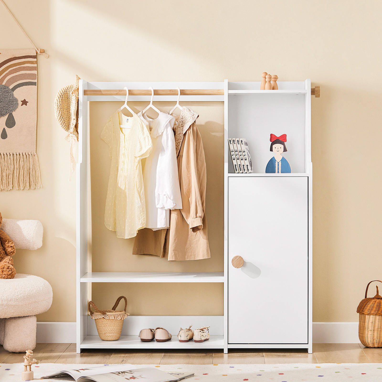 KINDERGARDEROBE Weiß - Weiß, Holzwerkstoff (94/110/35cm) - SoBuy