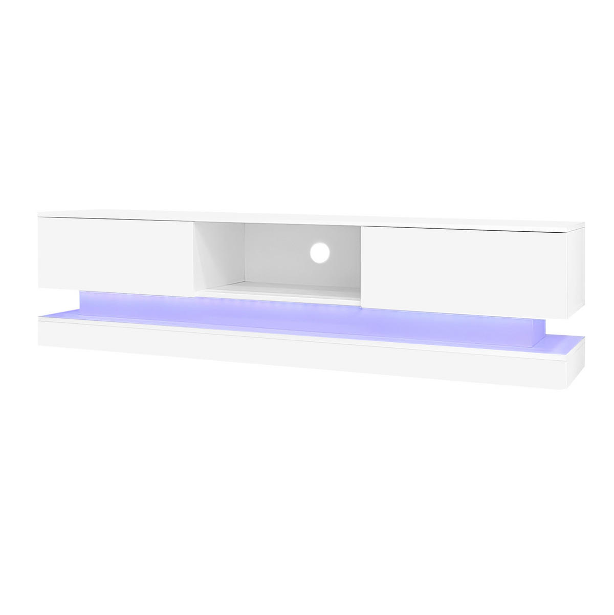 LOWBOARD 160/35/40.5 cm Weiß aus Spanplatte mit LED-Beleuchtung - Weiß, Holzwerkstoff (35/40.5/160cm) - OKMYHOME