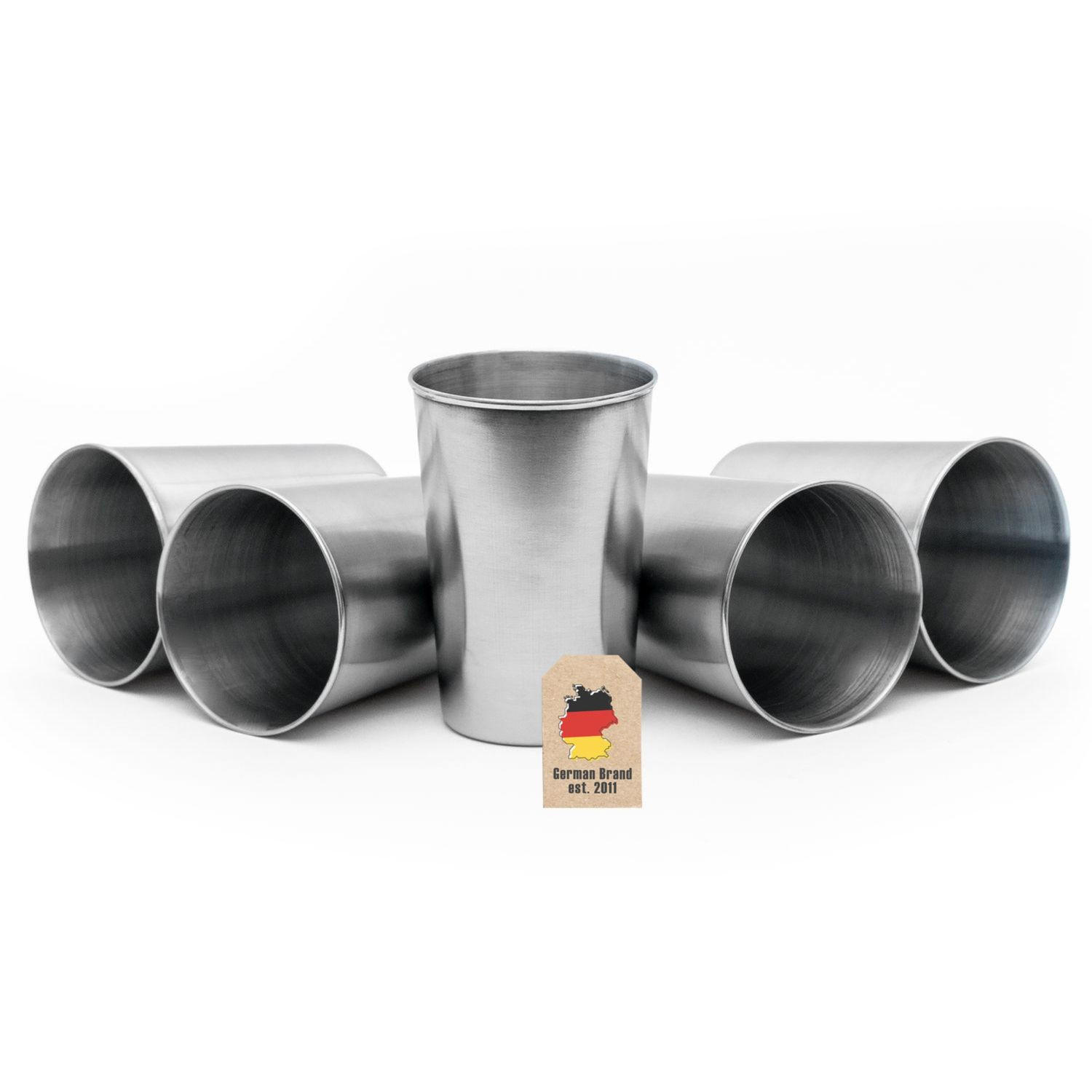 CAMPING BECHER SET Edelstahl - Silberfarben, Metall (0.17L) - Intirilife