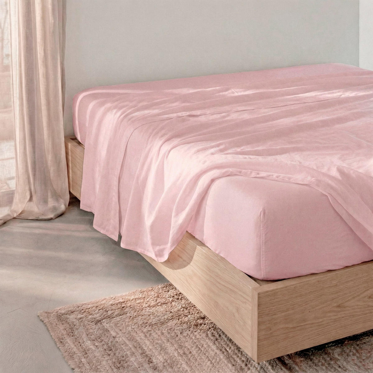 SPANNBETTLAKEN Basic Hellrosa 200x200x32 cm (Bett 200) - Rosa, Textil (200/200cm) - Happy Friday
