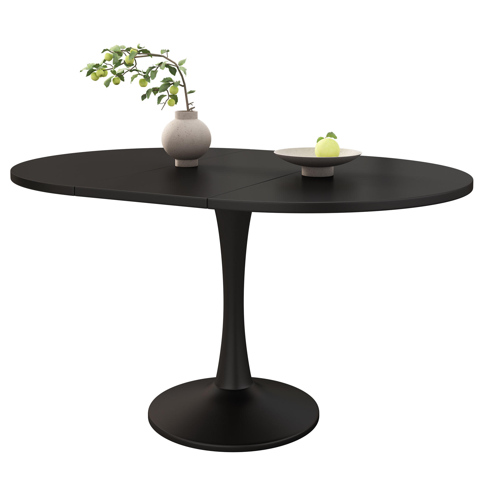 OKWISH JÍDELNÍ stůl 100/140/100/75 cm černý z MDF rozkládací oválný
