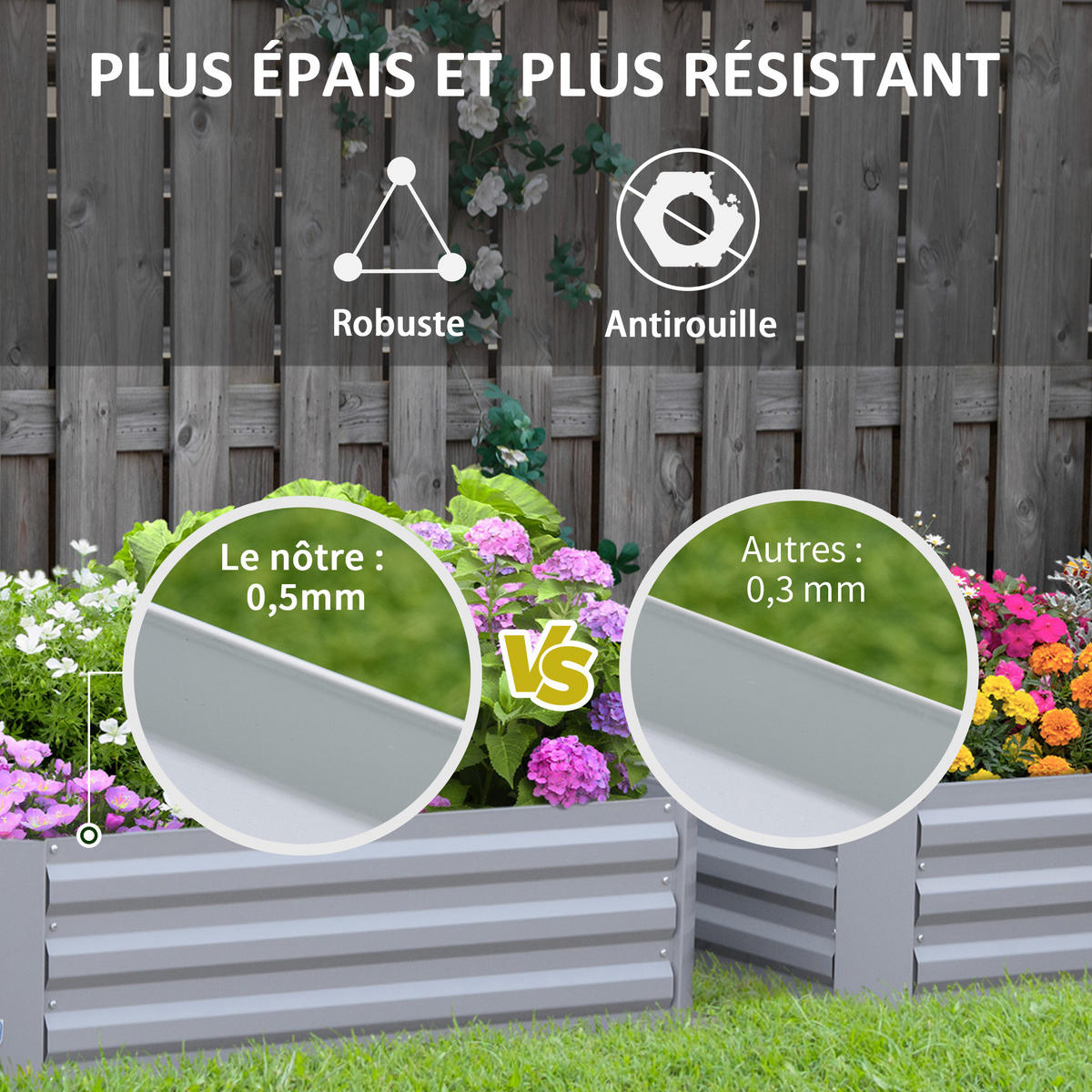 HOCHBEET-SET DE-12120 2er-Set quadratisch 100/100/30 cm Grau - Grau, Metall (100/30/100cm) - ComfortXL