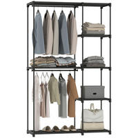 STOFFSCHRANK Kleiderschrank mit Kleiderstange, Ablagen, für Schlafzimmer, Ankleidezimmer, 111 x 43 x 185 cm, Schwarz - Schwarz, Textil (111/185/43cm)