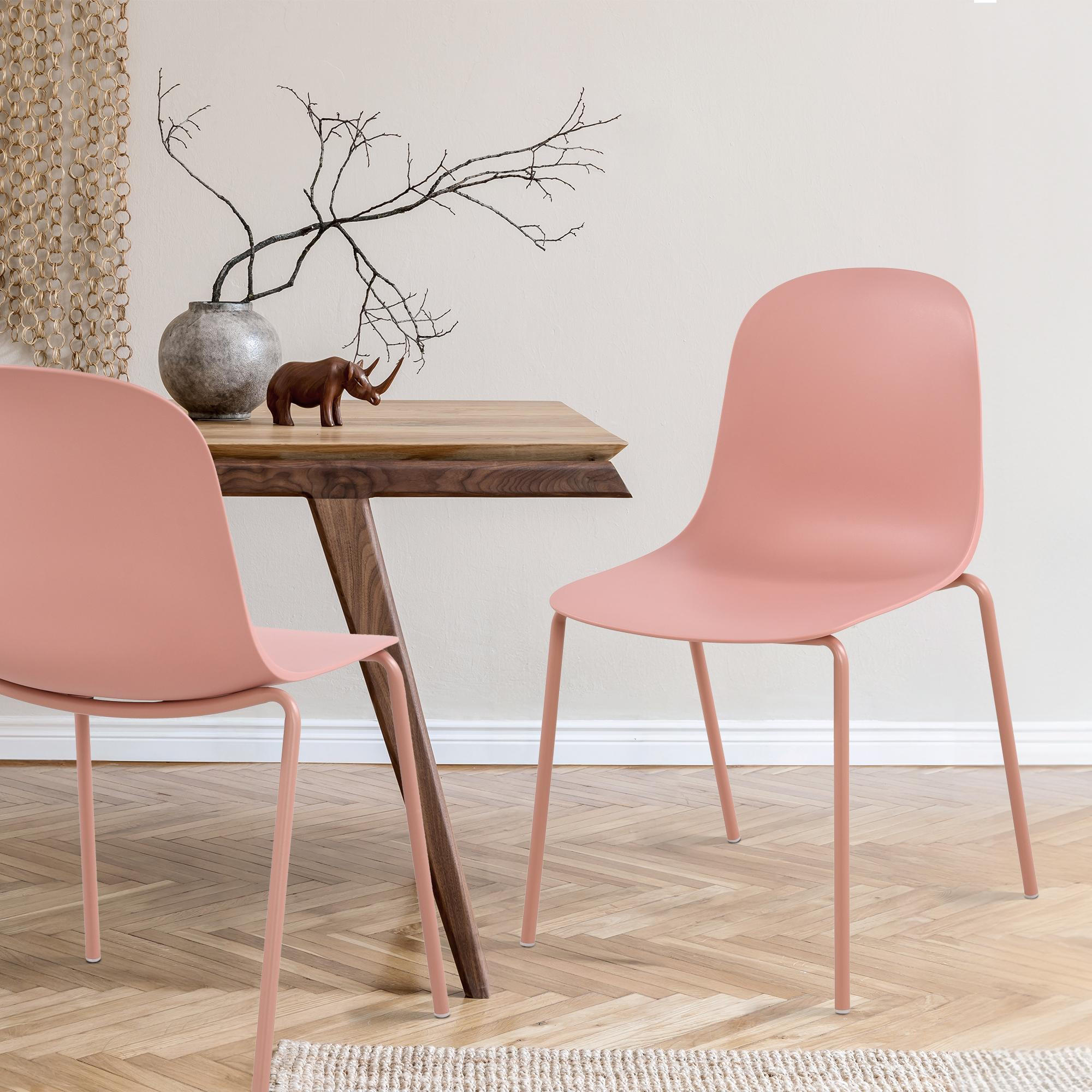 STAPELSTUHL Kunststoff pink - Pink, Kunststoff/Metall (51/85/53cm) - CLP