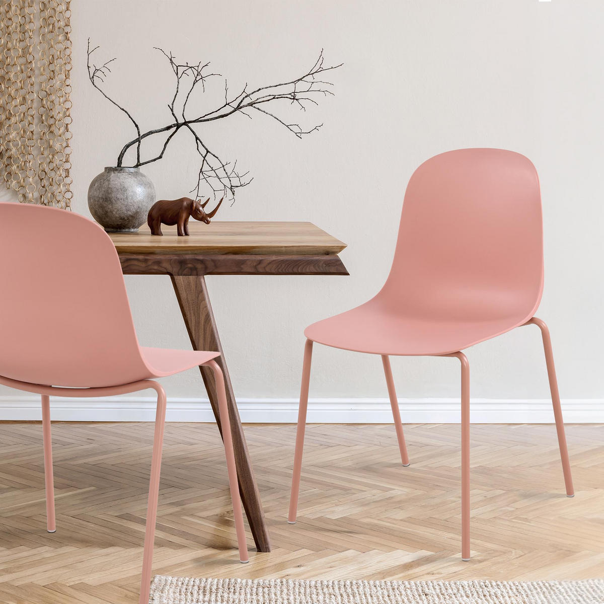 STAPELSTUHL 2er Set Kunststoff Pink - Pink, Kunststoff/Metall (51/85/53cm) - CLP