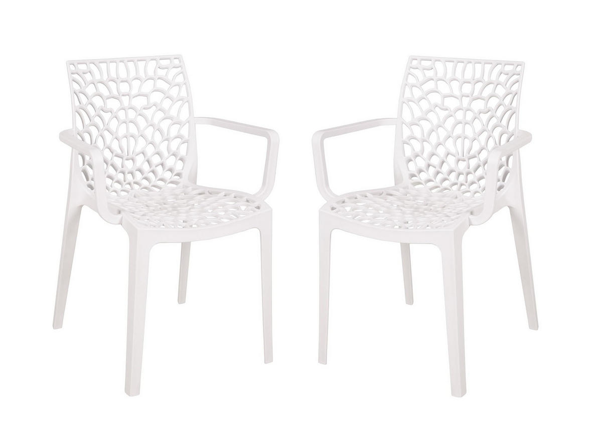 GARTENSTUHL 2er Set Ivar Weiß Gartenstühle - Weiß, Kunststoff (58/81/52cm) - DELUKE