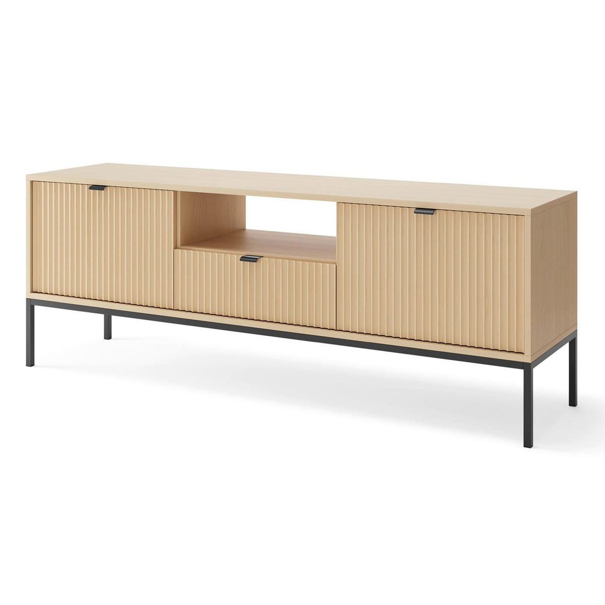 TV stolek Vellore Dekor dub Vicenza 154/56/39 cm - černá/béžová, kov/kompozitní dřevo (154/56/39cm) - Selsey