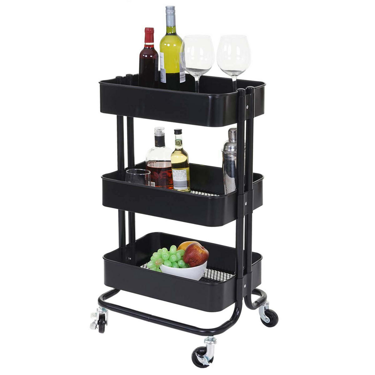 SERVIERWAGEN OHNE GRIFF Schwarz - Schwarz, Metall (44/79/37cm) - MCW