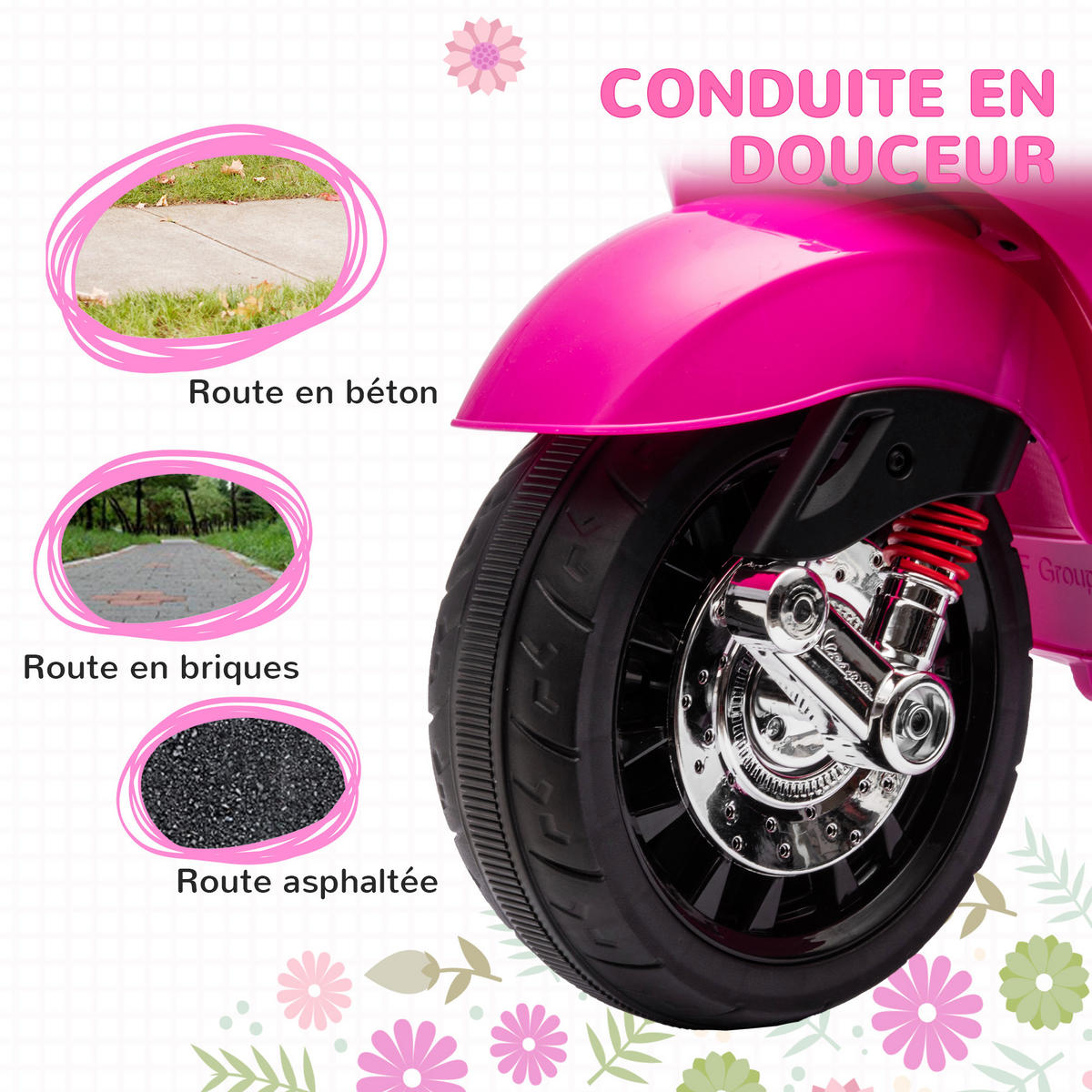 ELEKTRO-KINDERAUTO DE-13036 Stützräder Rosa - Pink, Kunststoff (107/47/73cm) - ComfortXL