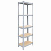 ETAJERĂ Gri 5-niveluri - multicolor, material plastic/compozit lemnos (50/180/30cm) - Relaxdays