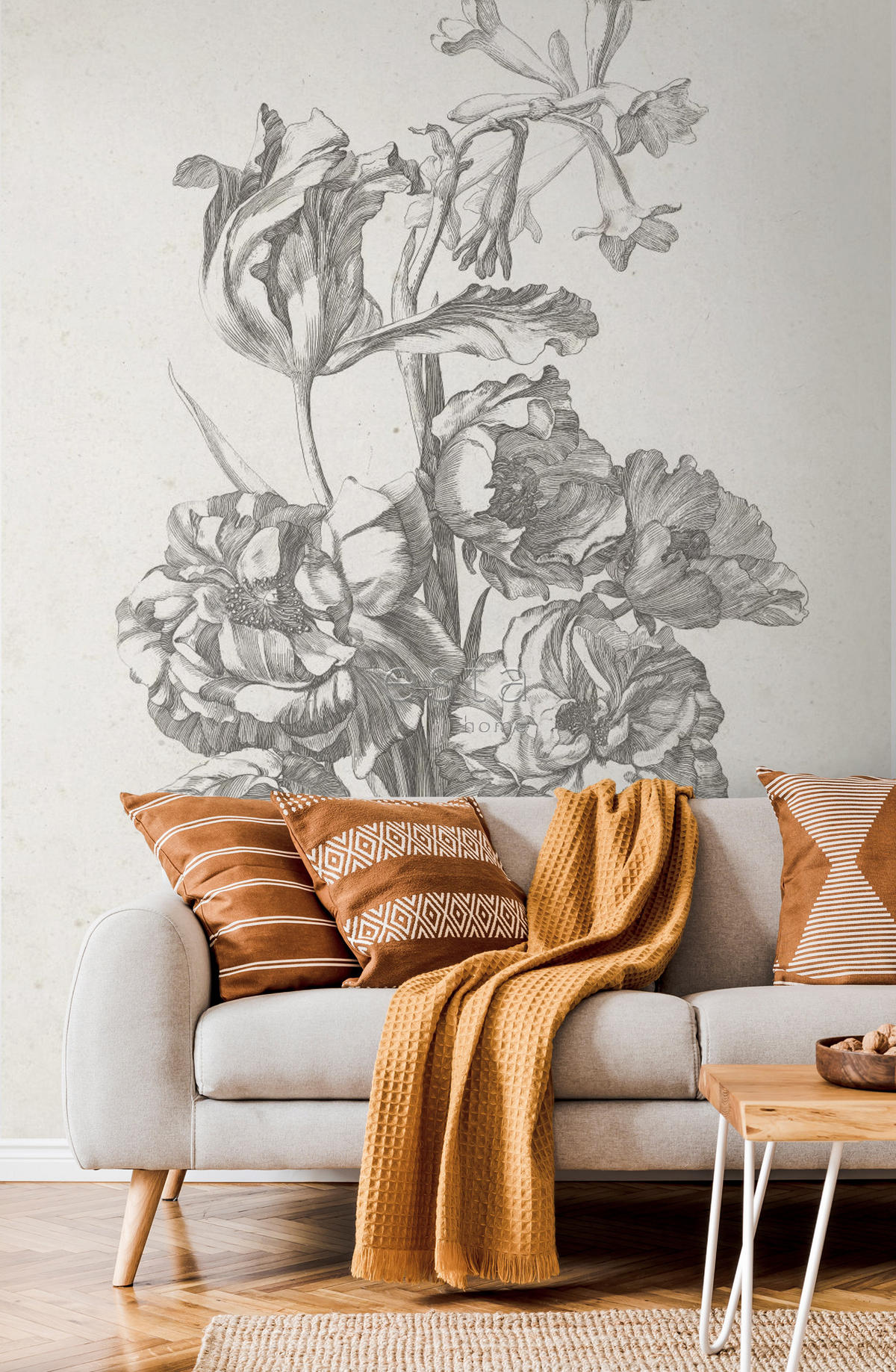 FOTOTAPETE Blumenstillleben 186 x 279 cm - Schwarz, Papier (186/279cm) - ESTAhome
