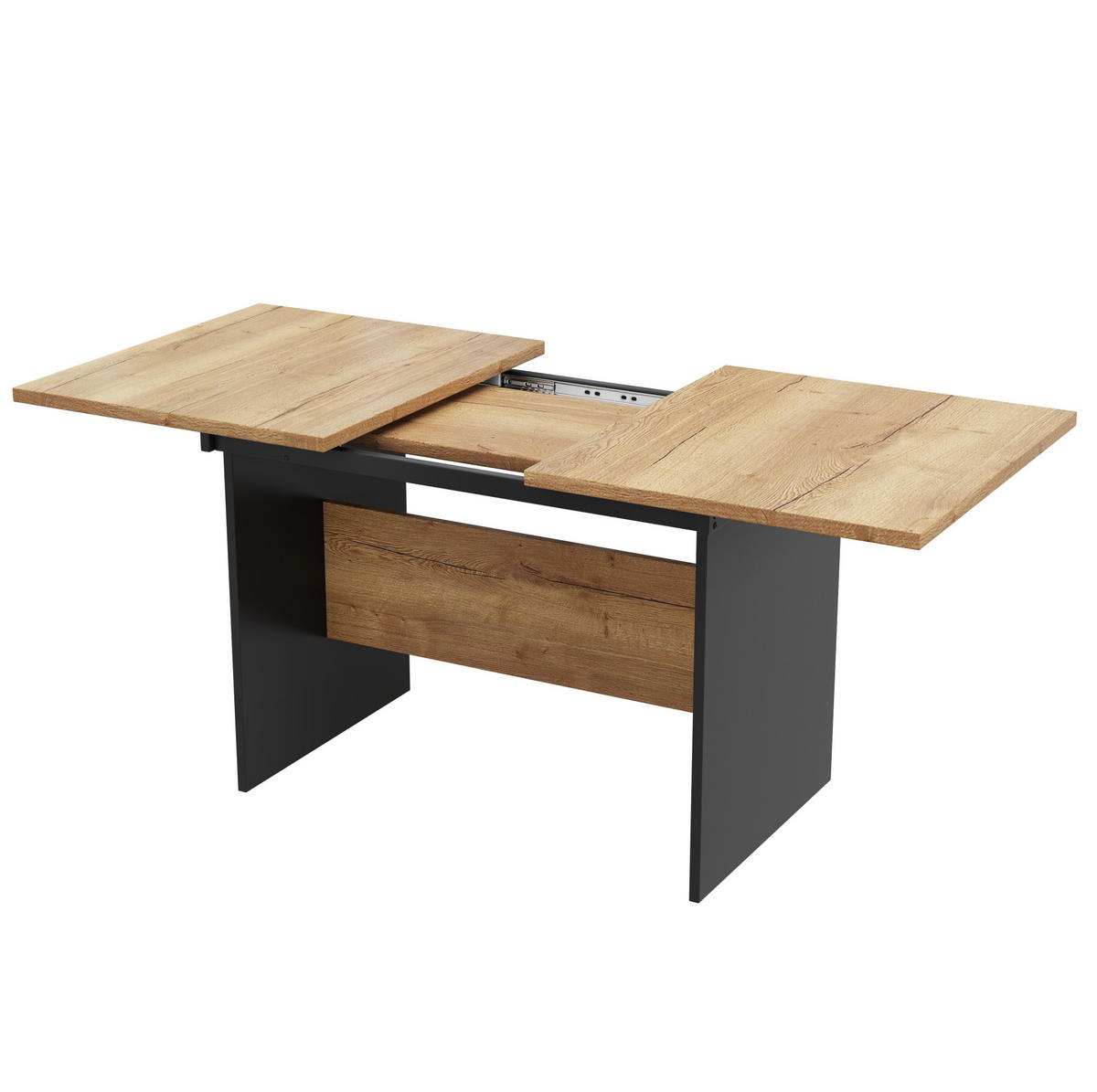 AUSZIEHTISCH in Dunkelwalnuss-Schwarz ausziehbar für 4–6 Personen - Schwarz, Holzwerkstoff (180/75/80cm) - BEAOK