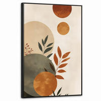 LEINWAND Bilder mit Rahmen - Formen - Rund - Blätter - Beige - 60x90 - Rostfarben, Textil (60/90cm) - MuchoWow