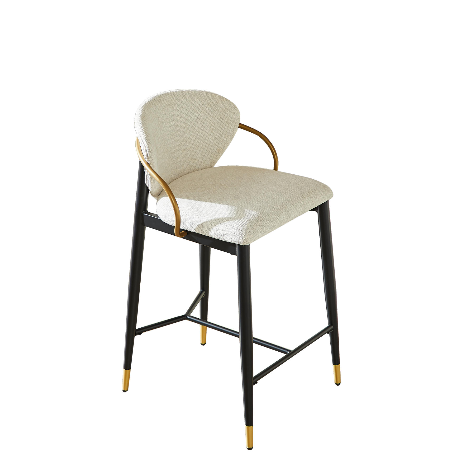 BARHOCKER-SET 2-teilig, beige, aus Chenille mit Rückenlehne und Höhenverstellung - Beige, Textil (52/87/57cm) - MIVRAY