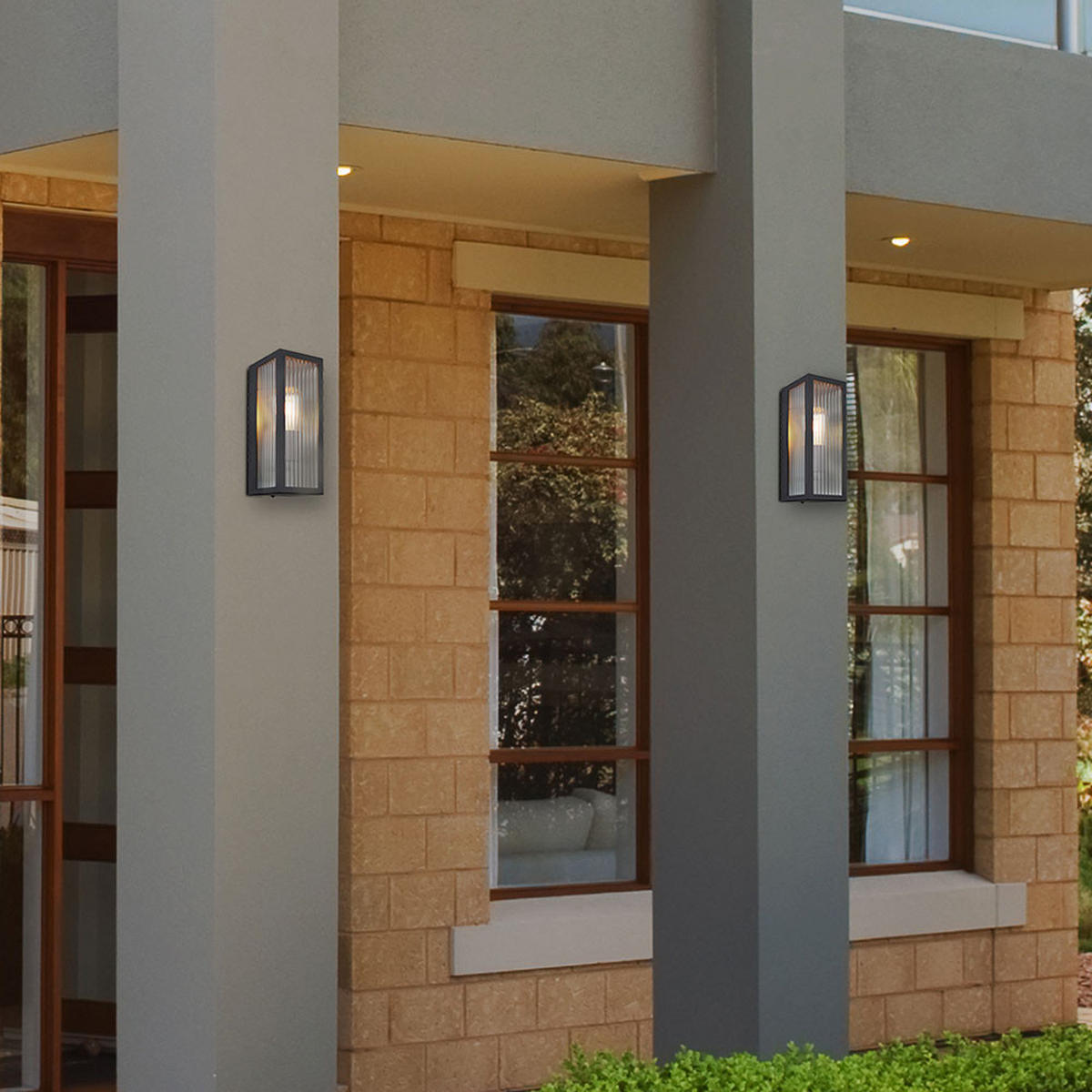 LED AUSSEN-WANDLEUCHTE Metall Schwarz - Schwarz, Glas (12/32/14cm) - Globo Lighting