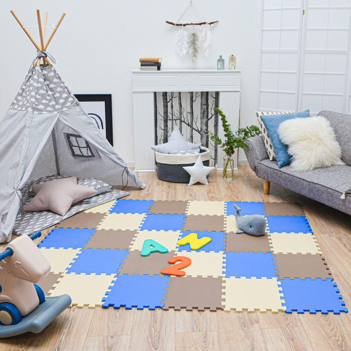 SPIELMATTE ab Null - 270/90 cm Puzzlematte Beige - Multicolor, Kunststoff (30/30cm) - Littletom