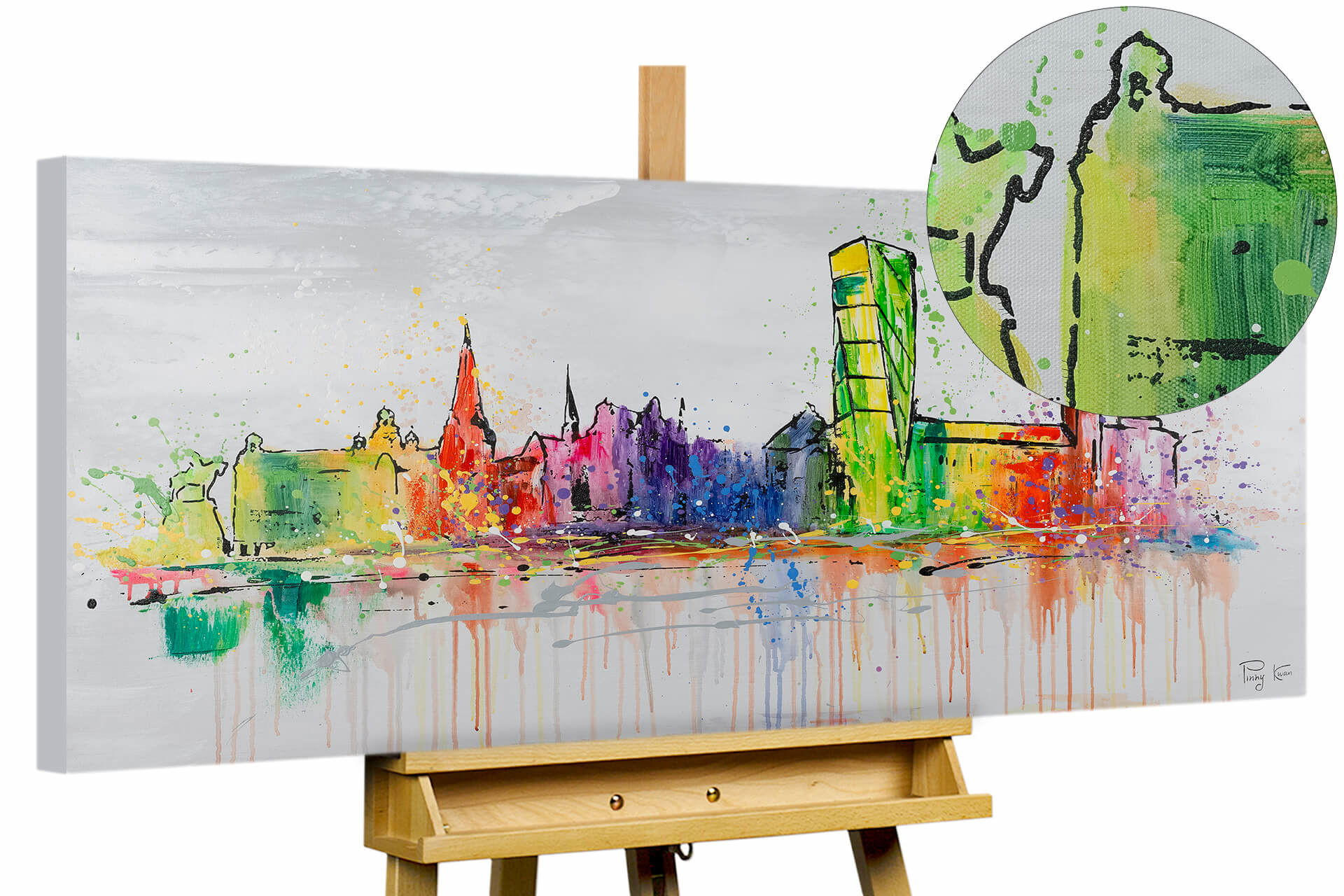 ACRYLBILD HANDGEMALT 120/60 cm - Multicolor/Grau, Holz/Textil (1.7/60cm) - KUNSTLOFT