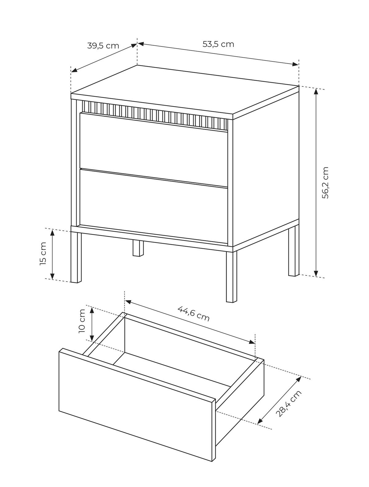 NACHTTISCH SENSO Nachtschrank mit Push-to-Open, Grifflos, 1 Schublade, Metallbeinen, 53,5×56,2×39,5 cm – Beige - Beige/Creme, Holz/Holzwerkstoff (54/56/40cm) - DomoHome