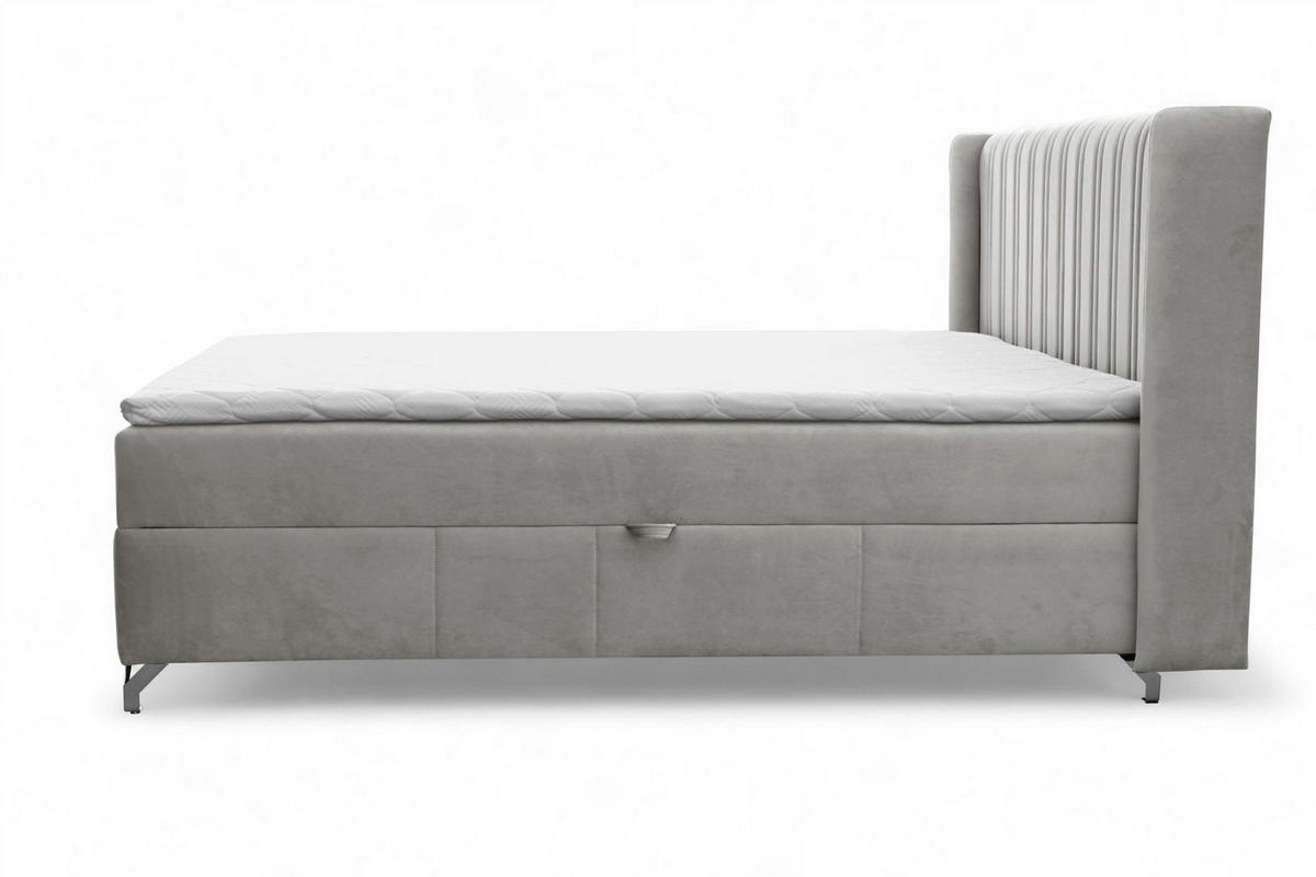 BOXBETT Damien - Hellgrau, Holzwerkstoff/Textil (180/200cm) - Fun Möbel
