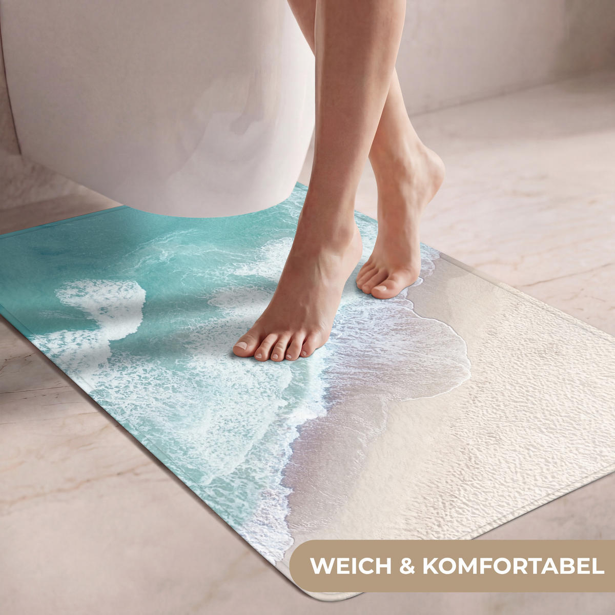 WC PŘEDLOŽKA Pláž - Moře - Příroda - Léto 60x90 cm - tyrkysová, textil/plast (60/1cm) - OnlyWow