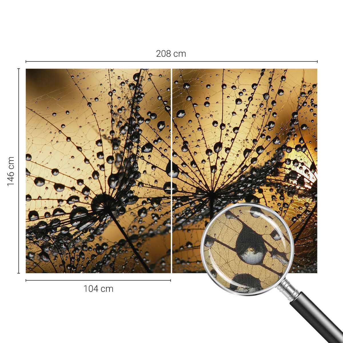FOTOTAPETE 208x146 cm - Zarte Tropfen - Weiß, Textil (208/146cm) - Wallfluent