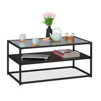 COUCHTISCH - Schwarz, Glas/Holzwerkstoff (50/90/42cm) - Relaxdays