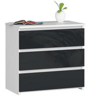 KOMODA Biela, grafitová lesklá 57/60/35 - biela, kompozitné drevo (60/57/35cm) - RAUMHIRSCH FURNITURE
