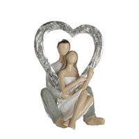DEKOSKULPTUR Paar Herzmotiv, Kunstharz, Silberfarben, H 15 cm - Silberfarben, Kunststoff (11/16/9cm) - Gilde