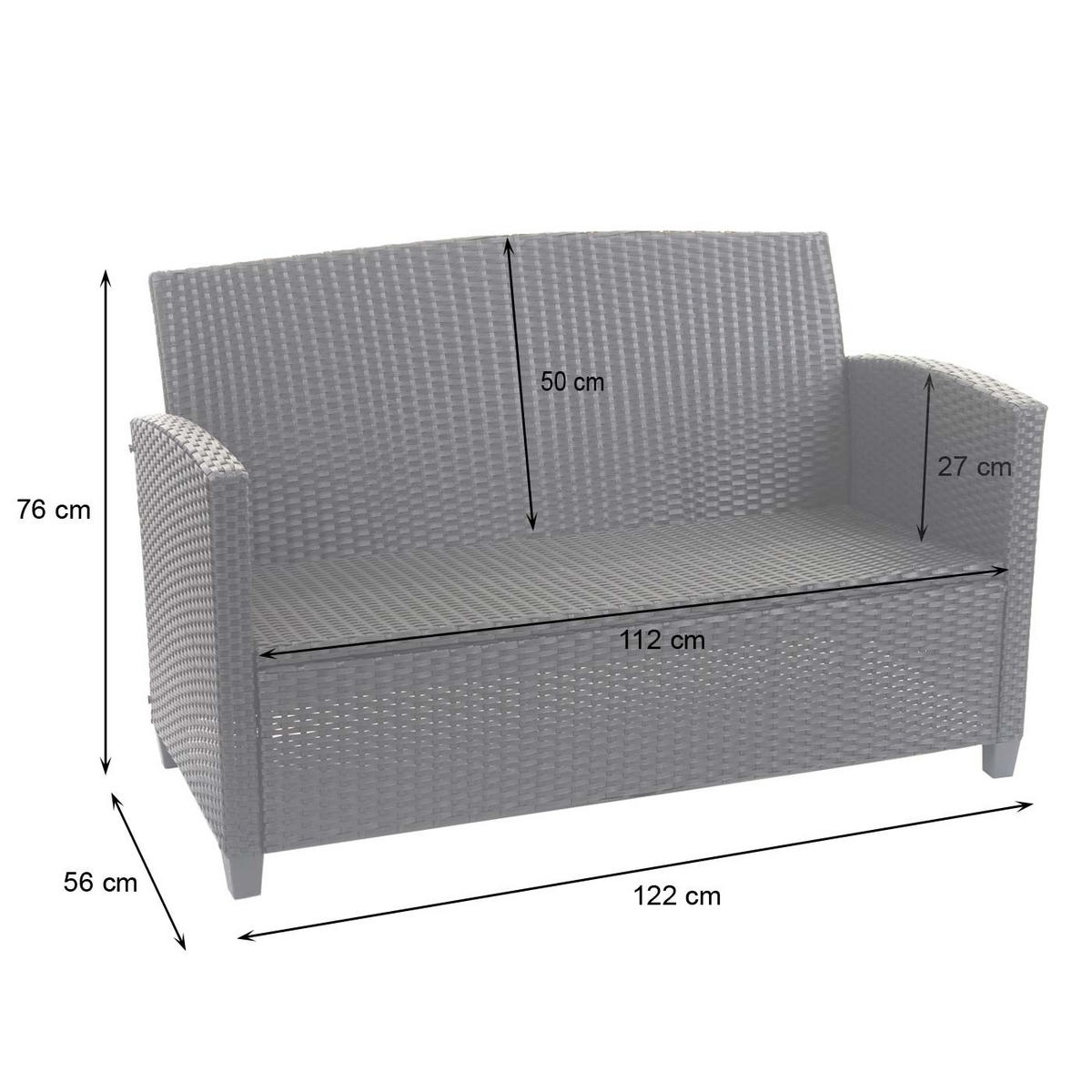 GARTEN-GARNITUR XXL mit Kissen Anthrazit - Anthrazit, Textil - PROREGAL