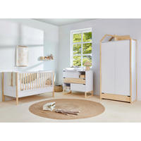 BABYZIMMER 3-teilig Juliette Weiß und Holz - Weiß, Holzwerkstoff (147.5/91.5/77.5cm) - Petits-meubles