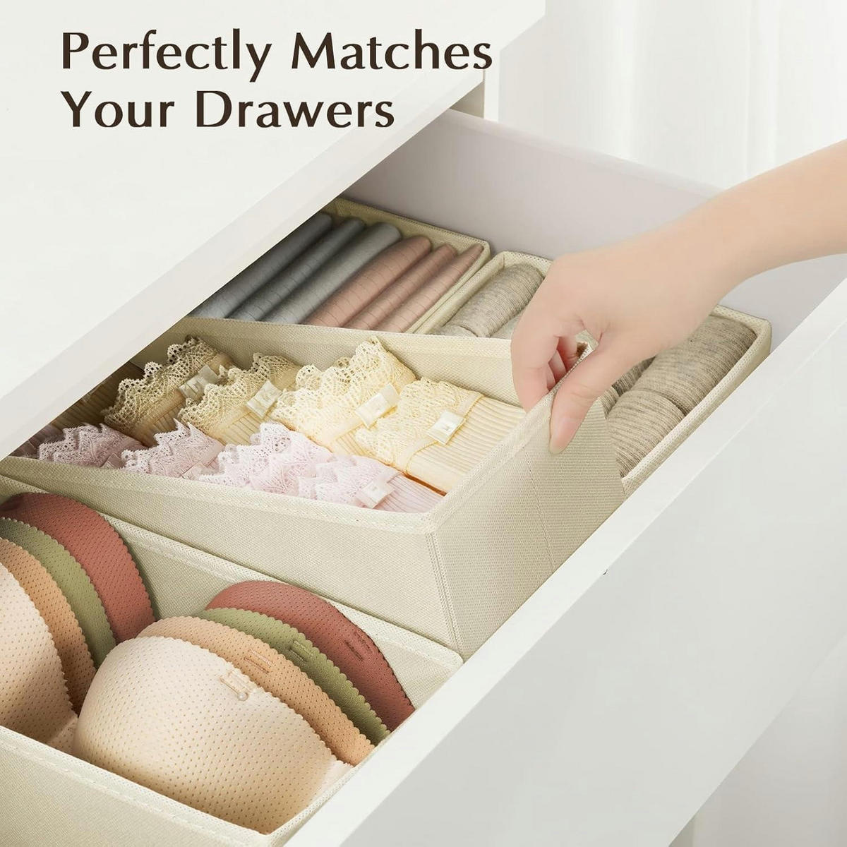 SCHUBLADEN Organizer 8-teiliges Set Klassisches Beige - Multicolor, Textil (15/9/30cm)