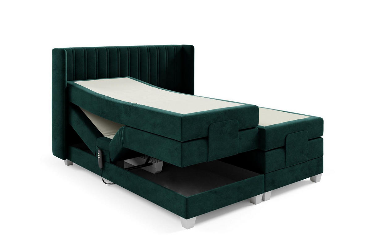 BOXSPRINGBETT Bett Elektrisch Magnus - Grün, Holzwerkstoff/Textil (160/200cm) - Fun Möbel
