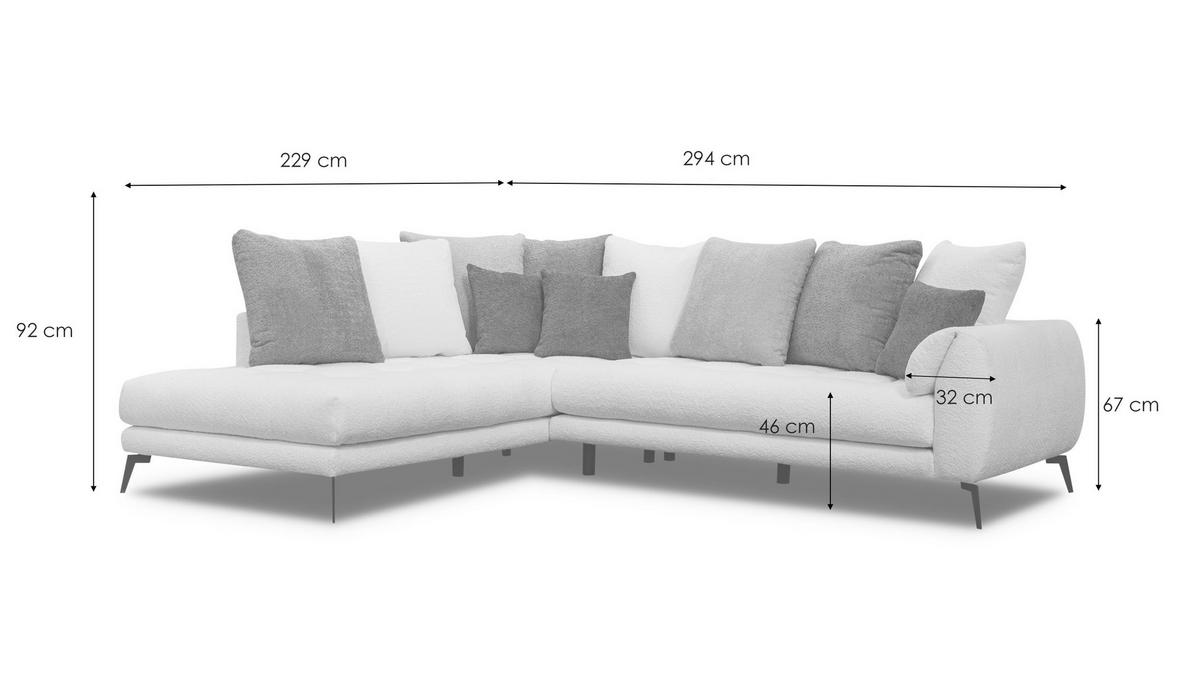 ECKSOFA CALME 5-Sitzer, hellgrau - Hellgrau, Holz/Textil (294/229cm) - Courtois Laville