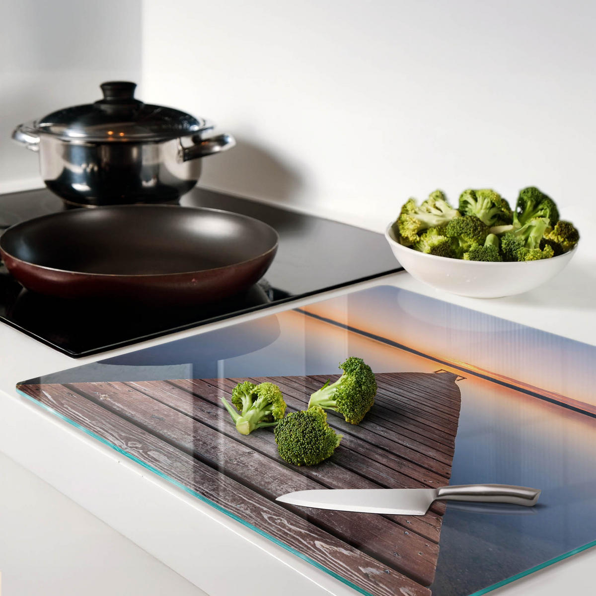 GLASPLATTE 60x52 cm Holzsteg - Braun, Glas (60/0.4/52cm) - TULUP